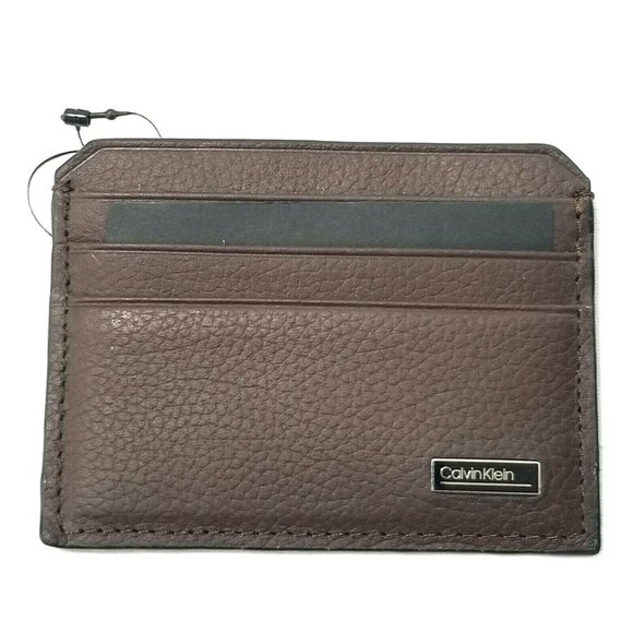 Sell now Calvin Klein Men's Leather ID Card Wallet‎ Brown RFID - Picture 2 of 5